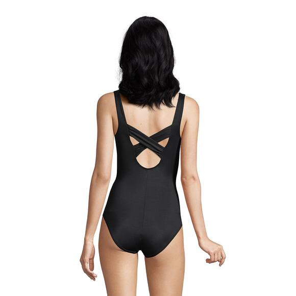 Lands End SlenderSuit Carmela Tummy Control One Piece Swimsuit Black Womens 22W - Picture 9 of 10
